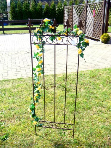 Gartenstecker Rankhilfe Rankgitter Steckzaun Gartendeko Metall Beetdeko Pflanzengitter rostbraun Deko landhausbraun 128cm Höhe - 2