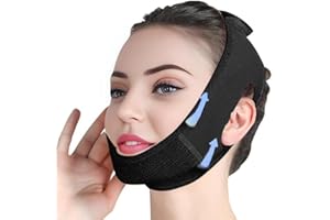 XBFOCNH Fascia sollevamento viso,Double chin strap,maschera riutilizzabili a V,Può essere utilizzato in qualsiasi momento,nero