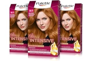 SCHWARZKOPF Palette Intensive Creme Color 9-7 Rubio Cobrizo, tinte de pelo permanente con aceite de macadamia y almendras, cubre el 100% de las canas y raíces, para un color radiante, Pack 3