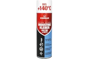 Everglue Industriekleber Extra Stark 140 Hochtemperatur Klebefäden mit schneller Anfangshaftung permanent haftend Hochtemperatur Sprühkleber - Hitzebständiger Industriekleber - extra stark 500ml