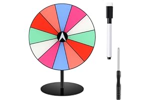 HJJMN Spin the Wheel with Stand - 12 Slots Color Tabletop Roulette Spinning Wheel with Marker Pen, Fortune Roulette Spinning Game Portable Prize Wheel for Fortune Spin Game Discount Carnival Party Tradeshow