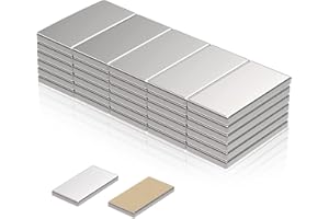 EXIN DECHEN 30 sztuk samoprzylepnych magnesów neodymowych, 20 x 10 x 1 mm, płaski, silny magnes prostokątny, małe prostokątne magnesy samoprzylepne, mini kwadratowe magnesy do białych tablic, lodówek, tablic