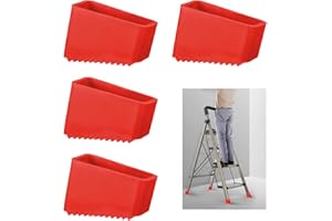 ZESCYHA 4 Pièces Couvre-Pieds d'Echelle, Embout Escabeau Universel en Caoutchouc, Patin Echelle Antidérapants pour Échelles Télescopiques et Escabeaux, Capuchons de Remplacement Résistants, Protection Sols