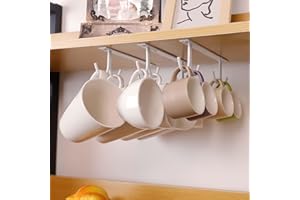 EigPluy 3 piezas Tazas Ganchos,Tazas Ganchos Debajo del ​Gabinete, Cocina Almacenamiento Ganchos para Tazas Utensilios de Cocina,Cinturones de Corbata,Bufanda,llaves Almacenamiento (Blanco)