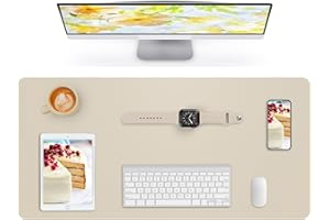 Lllunimon Cuero Almohadilla de Mesa para el ratón Desk Pad Large Mouse Pad Mat Antideslizante Tabla Computadora Portátil Bloque de escritura Oficinas y Familias (Beige, 120x60cm)