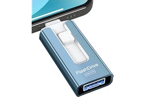 GNASEET 256GB USB Stick for Phone, 4-in-1 Flash Drive for Phone/Pad/Android/Tablet/PC, USB 3.0 High-Speed Memory Sticks, Multi-Port Thumb Drive External Storage Save More Photos & Videos, Blue