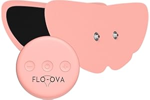 FLO-OVA Wireless TENS Machine for Period Pain Relief & Endometriosis Rechargeable Tens Machine with 6 Massage Modes 20 Intensity Levels for Relaxation (Pink Replacement Case & Pad (2))