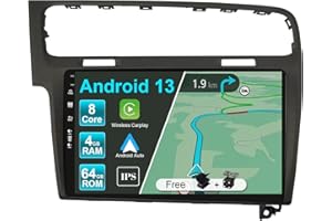 JOYX NAVI JOYX Android 13 Autoradio para VW Golf 7 (2013-2018) - [4G+64G] - Built-in DSP/Carplay/Android Auto - Gratis LED Cámara Canbus - 10.1 Pulgada 2.5D - 2 DIN - Apoyo Dab 4G WLAN BT5.0 Volante 360-Cámara
