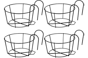 SacJkt Colgador de Macetas Balcon, 4 Pezzi Jardineras Exterior Balcon, Cestino per Piante in Metallo, Adatto per Giardino, Cortile Anteriore e Posteriore, Balcone, Nero