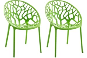 ‎CLP CLP 2er-Set Gartenstuhl Hope Aus Kunststoff I 2 x Wetterbeständiger Stapelstuhl Mit max. 150 KG Belastbarkeit, Farbe:grün