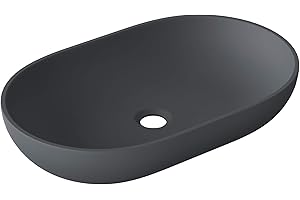 Mai & Mai Lavabo sobre Encimera Lavabo Baño | Ovalado | Antracita Mate | Mármol Fundido | 54x34x11cm | sin Orificio para Grifo sin Rebosadero | Colossum808