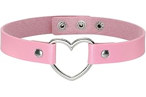 Eigso Vintage Love Heart PU Leather Choker Necklace Gothic Collar Neckband for Women
