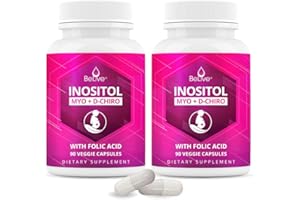 BELIVE Myo-Inositol & D-Chiro Inositol Capsules with Folic Acid for PCOS | Prenatal Fertility Supplements for Women | Vitamin B8 | Improves Hormonal Balance & Supports Ovarian Function | 40 to 1 (2 Pack)
