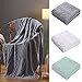 Produktbild gestrickte Decke für Sofa Sofa Bett, leichte, weiche und gemütliche atmungsaktive Baumwolle wirft - grau
