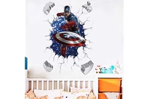 Amiiba 3D-Wandaufkleber, Motiv: Captain America, Kinderzimmer, Wohnzimmer, Wanddekoration (Captain America)