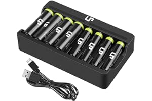 AA AAA Battery Charger, LP 8 Slot Charger & 2300mAh AA (4-Pack) & 1000mAh AAA (4-Pack) Ni-MH Rechargeable Battery for Wireless Mouses, Kids Toys, Remotes, Microphones, Game Controllers & More