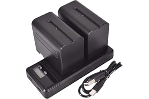DSTE DE (2 Pack) NP-F970 DSTE Ersatz Batterie + Schnellladung Dual LCD Ladegerät Kompatibel mit Sony NP-F930 NP-F950 NP-F960 und Sony CCD-TR516 CCD-TRV88 CCD-TRV90 CCD-TRV91 CCD-TRV93 CCD-TRV95 CCD-TRV98