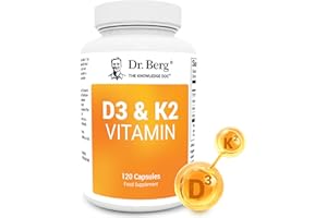 DR. BERG NUTRITIONALS Dr. Berg Vitamin D3 K2 w/ MCT - Includes 2,000 IUs of Vitamin D3 & 50 mcg MK7 Vitamin K2 - No Added Sugars, Maltodextrin or Corn Syrup - 120 Capsules