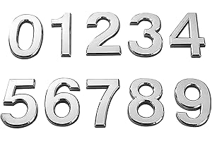 FURNRUBDEN 10 unidades de números de buzón de correo, números de casa, autoadhesivos, números de puerta, números de dirección, pegatinas de 0 a 9 (2 pulgadas, plateado)