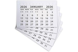 BCREATIVETOLEARN Lot de 25 mini blocs de calendrier 2026 – Calendrier en papier blanc cousu pour cadeau personnalisé – Petit calendrier de bureau parfait pour les travaux manuels festifs à la maison, en classe ou au