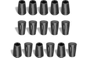 BORNFEEL Gommini per Bastoncini da Nordic Walking 16 Pezzi Protezioni in Gomma per le Copri Punte Gommini di Ricambio per Bastoncini da Trekking Nero