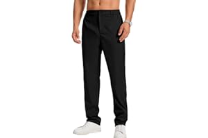 LVCBL Pantalon Chino Stretch pour Homme - Coupe Droite - Couleur Unie - avec élastique à la Taille