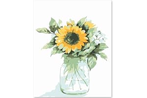 EFOTIML Paint by Numbers Kit for Adults Beginners & Kids Ages 8-12,1 Pack 16x20 inches Canva for Painting Kits for Adults in Colorful Box(Without Frame)-Sunflower and Vase