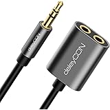 deleyCON 1x 3,5mm Klinke Splitter Audio Stereo AUX Adapter Kabel Klinkenkabel Audiokabel Metallstecker Handy Smartphone Table