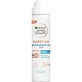 Garnier Ambre Solaire Over Makeup Super UV Protection Mist SPF50+ 75 ml with Hyaluronic Acid and Vitamin E, light texture, invisible finish, non-greasy spray, protects & hydrates skin