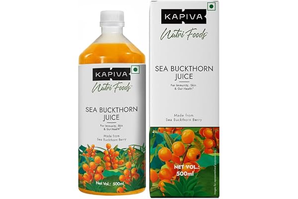 Kapiva Sea Buckthorn Juice 500ml Omega 7-Rich Superfruit Supports Immunity, Glowing Skin & Gut Health With Omega 3, 6 & 9