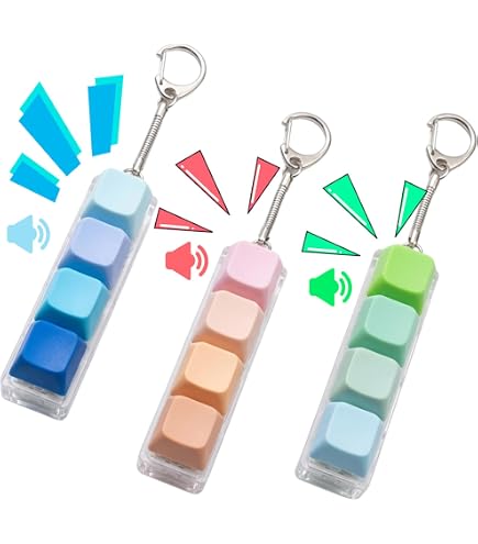POFET 4 pièces Clavier Fidget Jouet Fidget Porte-clés Bouton Fidget Jouet pour étudiants Adolescents Adultes soulager Le Stress