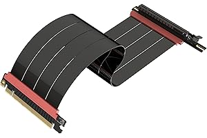 LINKUP - AVA5 Câble Riser PCIE 5.0 | Prêt pour RTX5090 RX9070 GPU | Vitesse x16 128Go/s | Compatible avec PCIe 4.0 & WRX80/WRX90E | Angle Gauche, Noir 50cm (Longueur totale 54cm)