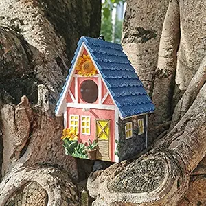 Bird House, Outdoor Hanging Bird House, Natural Bird Nest with Hand-Painted Decoration, Garden Bird Cage for Small Birds, Suitable for Wild Birds, Hummingbirds, Cardinals, Finches, Bluebirds