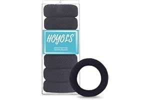 HOYOLS Grands élastiques à cheveux noirs pour cheveux épais, doux et solides pour queue de cheval sans couture en coton sans dommages pour femmes et filles (noir)