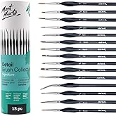 Mont Marte Thin Brush Set - 15 Pieces - Storage Bag Included - Ideal Detailed Brush for Acrylic, Aqueous and Oily Paints