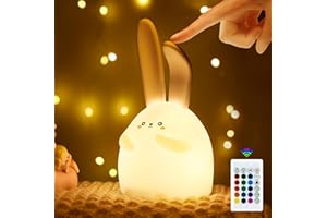 WONKELLY Luz Nocturna Infantil, 16 Color+Control Remoto Lampara Bebe Noche, 1200mAh USB Recargable+Portátil+Sin Cables Luz Nocturna Infantil Luz Nocturna Bebe con Temporizador, Regalos Para Niñas Niños