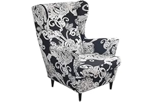 CHNSHOME Copripoltrona 1 Posto con Orecchie Elasticizzato 2 Pezzi Fodere per poltrone a orecchioni Coprisedile per Poltrona Copripoltrona con Orecchie