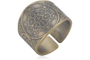 LIKGREAT Sigillo dei 7 Arcangeli Anello Metatron Cubo Anelli Sigillo di Lilith Biblico Talismano Amuleto Anelli Geometria Rame Anello Aperto Buona Fortuna Protezione Gioielli Religiosi per Uomini Donne