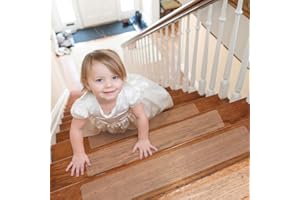 HIVEXAGON Antidérapant escalier bois,Les bandes antidérapantes, Autocollant marche escalier Ruban adhésif antidérapant pour escalier Transparent,Antidérapant Autocollant Sécurité pour les enfant,15pcs 61 x 10cm