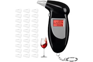 Merwlukt Alkoholtester Polizeigenau, Promillemessgerät Professioneller Alkoholmessgerät mit 30 Mundstücke, Alkohol Tester mit Digitaler LCD-Bildschirm für Privaten Gebrauch zu Hause