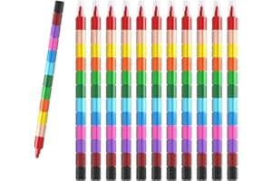 ECHOCUBE 12 Pastelli per Bambini Impilabili fai-da-te,Pastelli a Cera Impilabili Arcobaleno,Matite Colorate impilabili,Set di Pastelli Colorati per Cancelleria creativa,Regalo festa