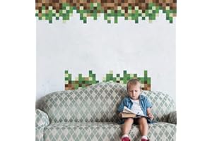 SUPERDANT 3pcs Green Camo Pixel Wall Stickers 94x26cm Camouflage Pixel Wall Decals Peel and Stick Vinyl Art Stickers Military Army Hunting Mural Decals for Home Bedroom Kids Room Decoration