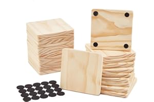 24 Pack Wood Coasters, JETAINE 4 Inch Unfinished Square Wooden Coasters, Blank Craft Coasters for DIY Architectural Models Drawing Painting Wood Engraving Wood Burning Laser Scroll Sawing