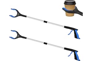 Tottist 2 Pack Grabber Reacher Tool for Elderly, 32" Extra Long Litter Stick Lightweight Handy Claw Grabber for Arm Extension Garbage Gripper Trash Pick up Litter Picker Garden(Blue Classic)