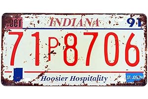 Eureya Plaque en métal en étain pour maison, café, bar, décoration murale, plaque d'immatriculation de voiture 30 x 15 cm – Souvenir parfait, Étain, Indiana 71p8706, 30X15cm