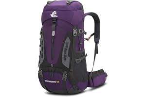 Bseash Sac à dos de randonnée léger et imperméable de 60L avec housse de protection contre la pluie, sac à dos de voyage pour l'escalade, le camping et la randonnée