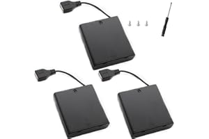 VISSQH 3 Piezas AA Soporte de Batería, 4 x 1,5 V AA Caja de Almacenamiento de Batería de Plástico con Interruptor y Tapa,con Interruptor de Toma USB