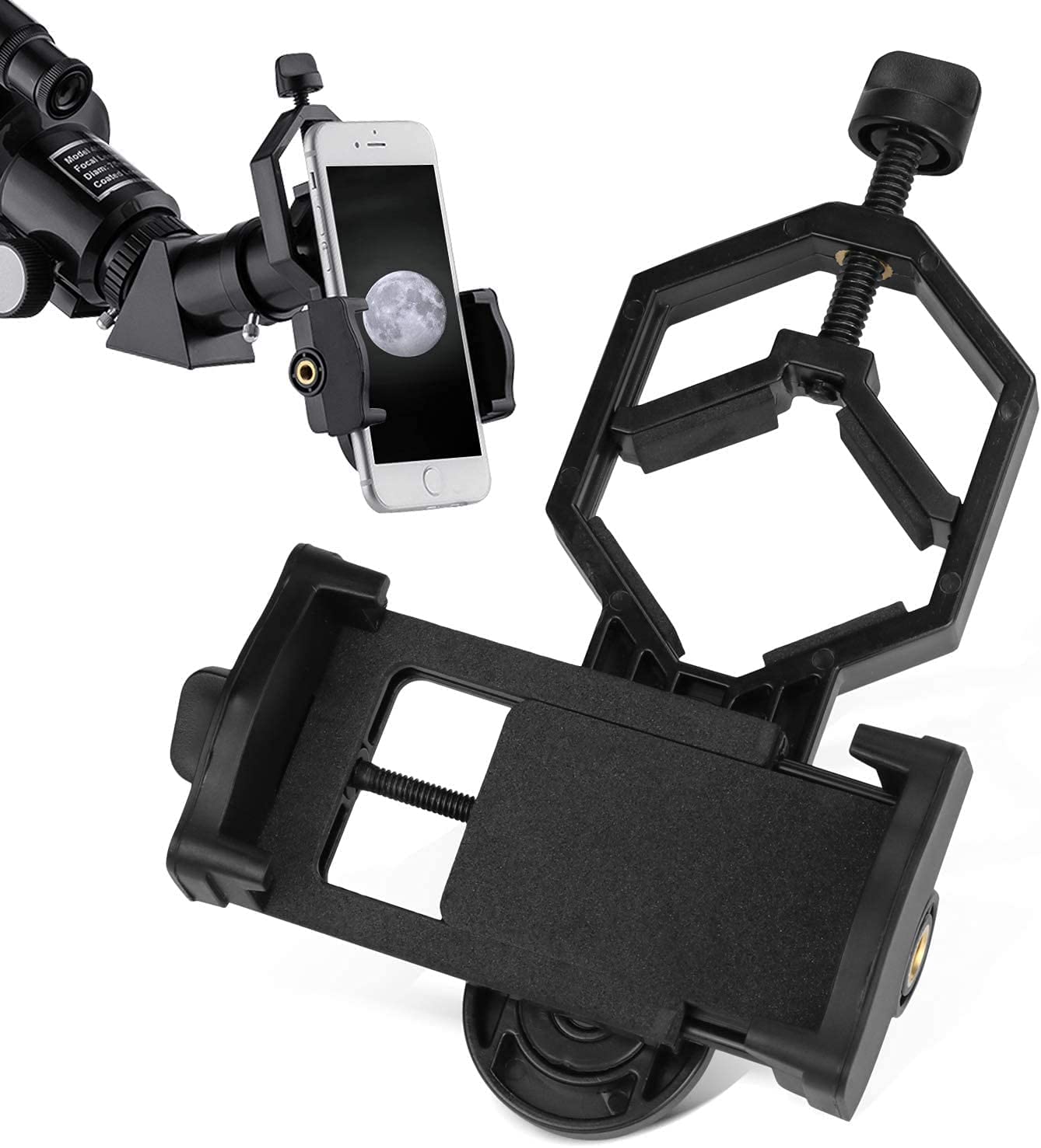 Sisliya Telescopic Phone Adapter, Universal Cell Phone Holder Compatible with Binoculars, Monoculars, Microscope, Telescope, Smartphone Clip Mount Fits Almost All Cell Phones