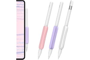 AHASTYLE 3 Pack Grips en Silicone pour Apple Pencil Pro, Apple Pencil (USB-C) et Apple Pencil 2ème Génération Supports de Protection Design Ergonomique pour iPad Stylo (Blanc+Lavande+Rose)