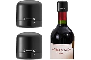 KNR HARMONY Wiederverwendbarer mit Silikon versiegelter Weinflaschenverschluss 2pcs Weinverschluss mit Drehschalter ABS-Kunststoffverschluss Flaschenverschlüsse für Wein Bier kohlensäurehaltiger Alkohol Schwarz